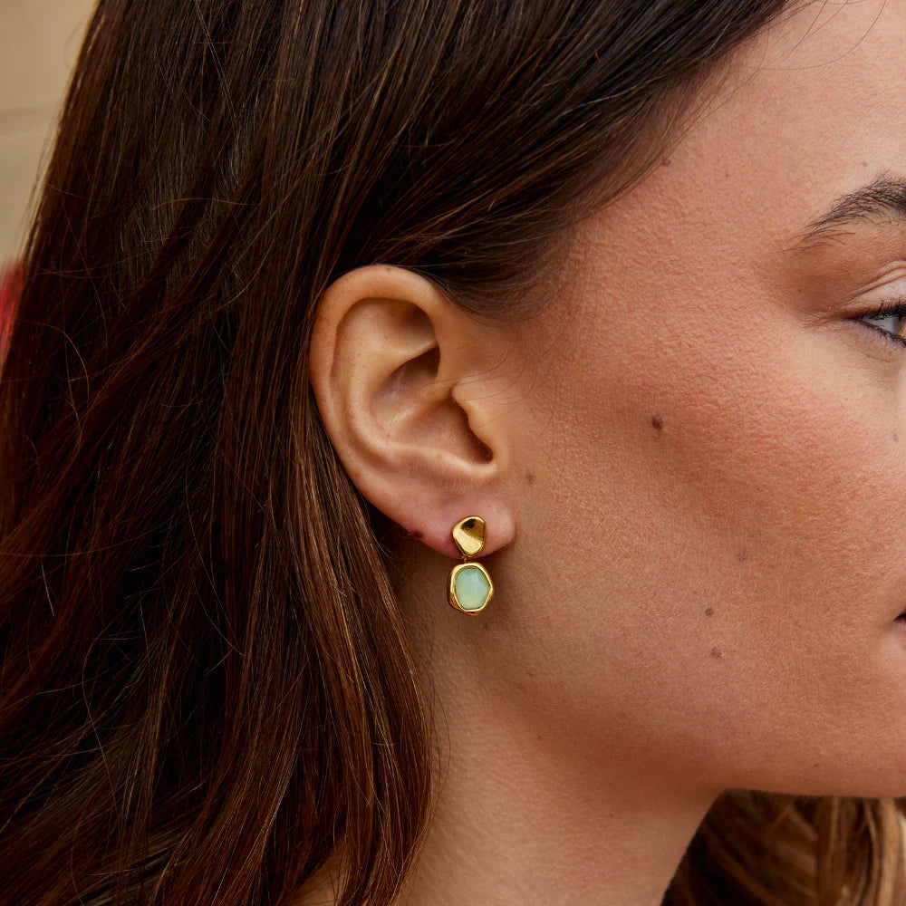 BEAUTIFUL EARTH - GOLD AQUAMARINE DROP EARRINGS