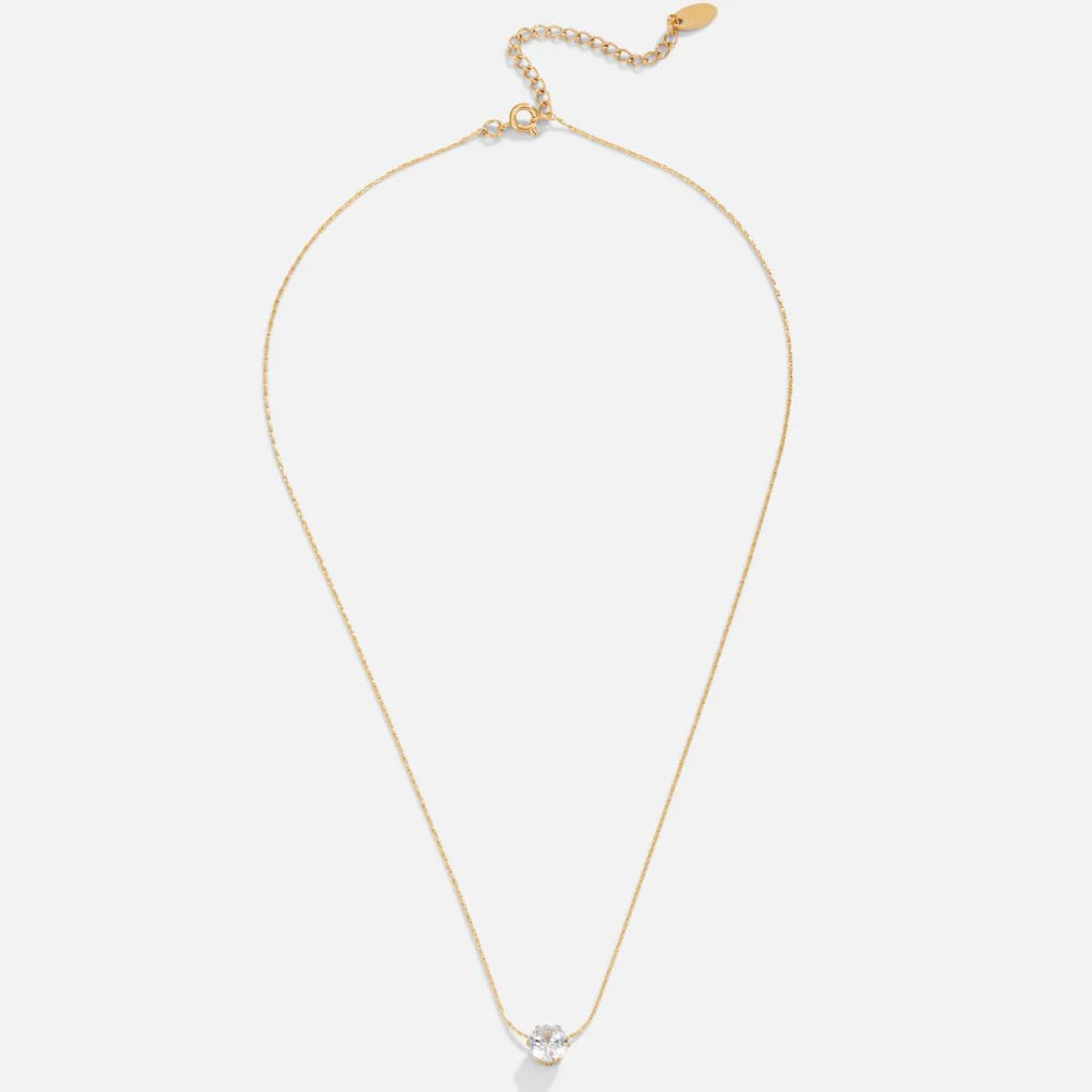 BEAUTIFUL EARTH - DAINTY CRYSTAL SOLITAIRE NECLACE – 18K GOLD