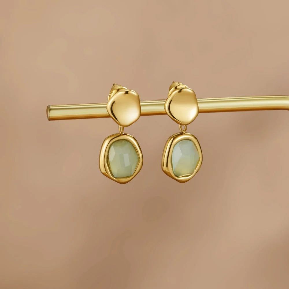 BEAUTIFUL EARTH - GOLD AQUAMARINE DROP EARRINGS
