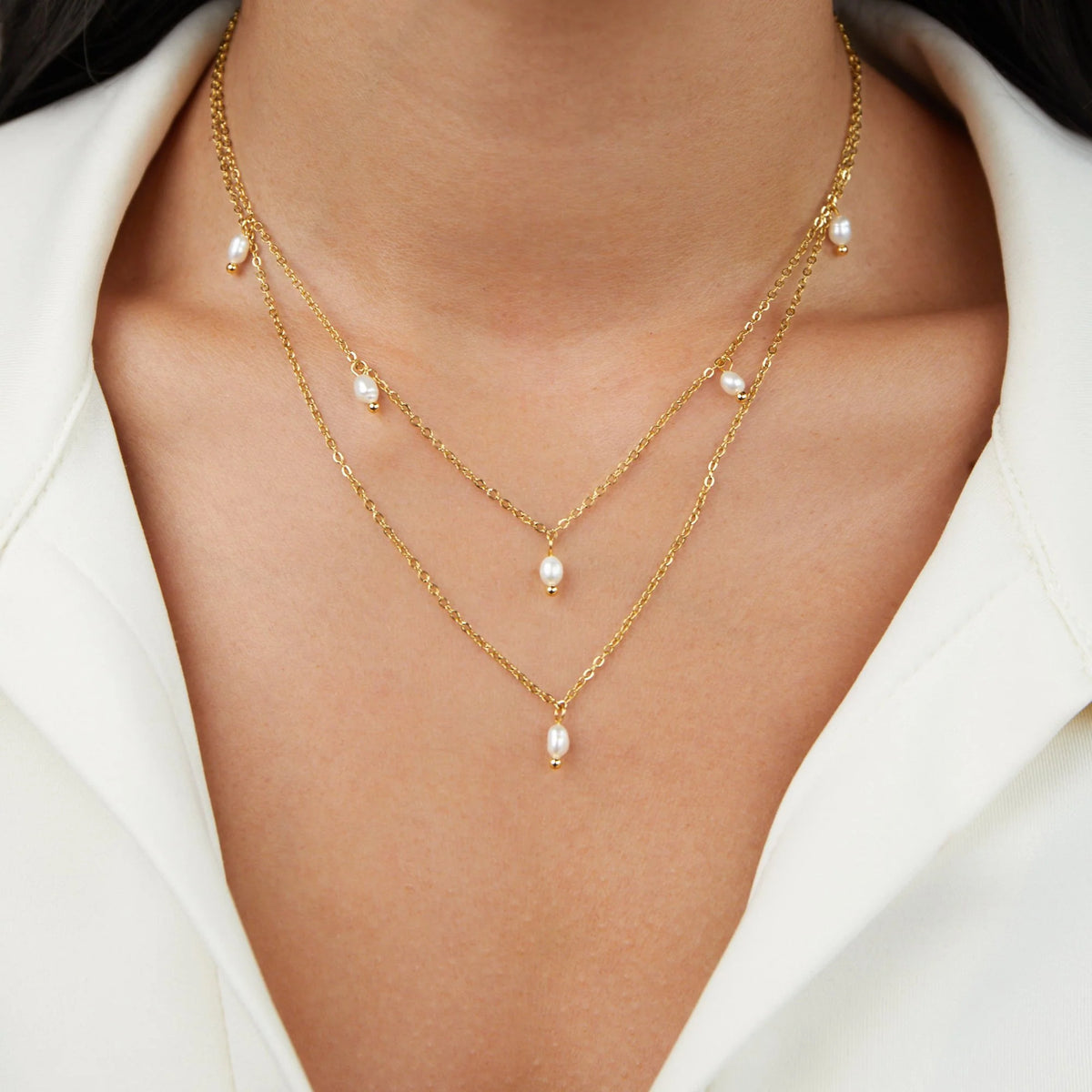 BEAUTIFUL EARTH - KAYLA PEARL DROP LAYERED NECKLACE
