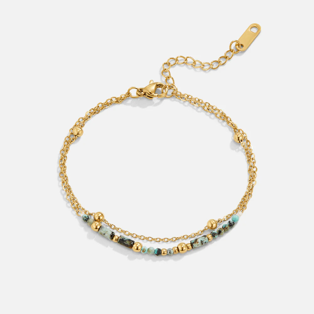 BEAUTIFUL EARTH - LAYERED TURQUOISE STONE BEAD BRACELET