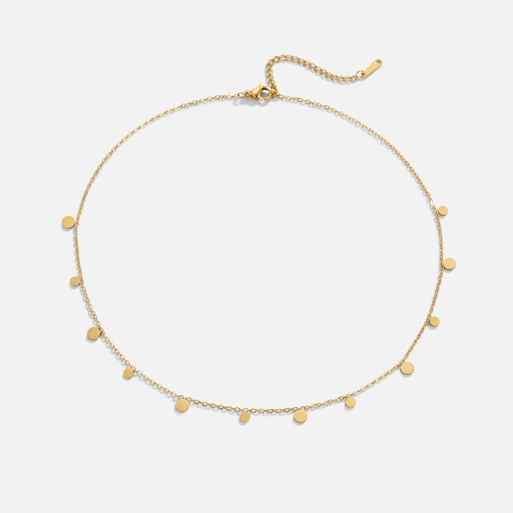 BEAUTIFUL EARTH - GOLD COIN DISC CHARM CHOKER NECKLACE