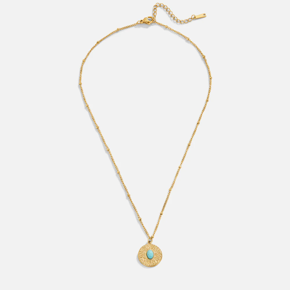 BEAUTIFUL EARTH - TURQUOISE STONE COIN NECKLACE