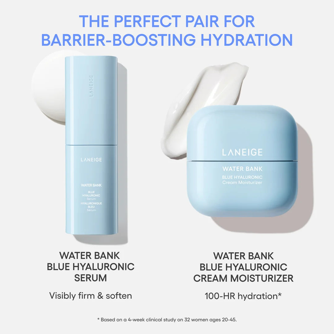 LANEIGE Water Bank Blue Hyaluronic Serum and Gel Cream pairing graphic