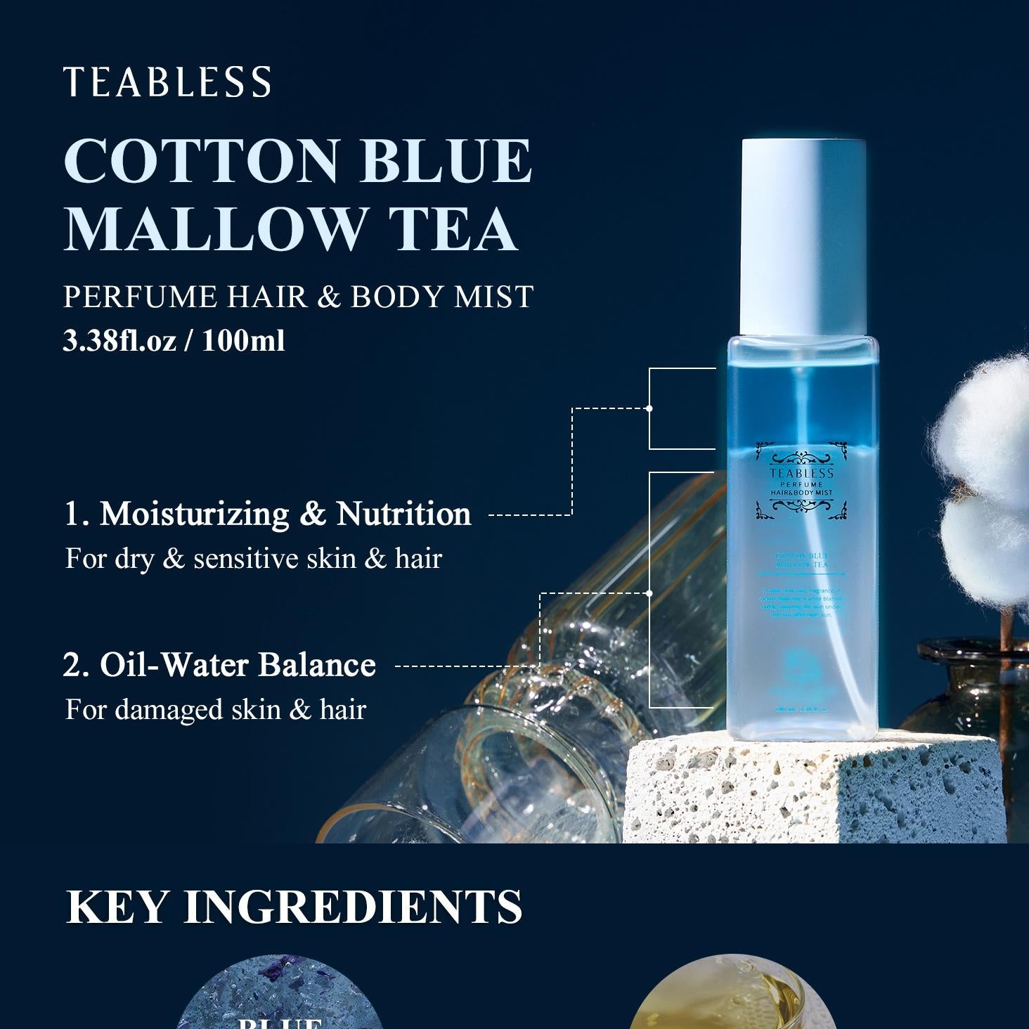 TEABLESS - Cotton Blue Mallow Tea Perfume Hair & Body Mist - 100ML