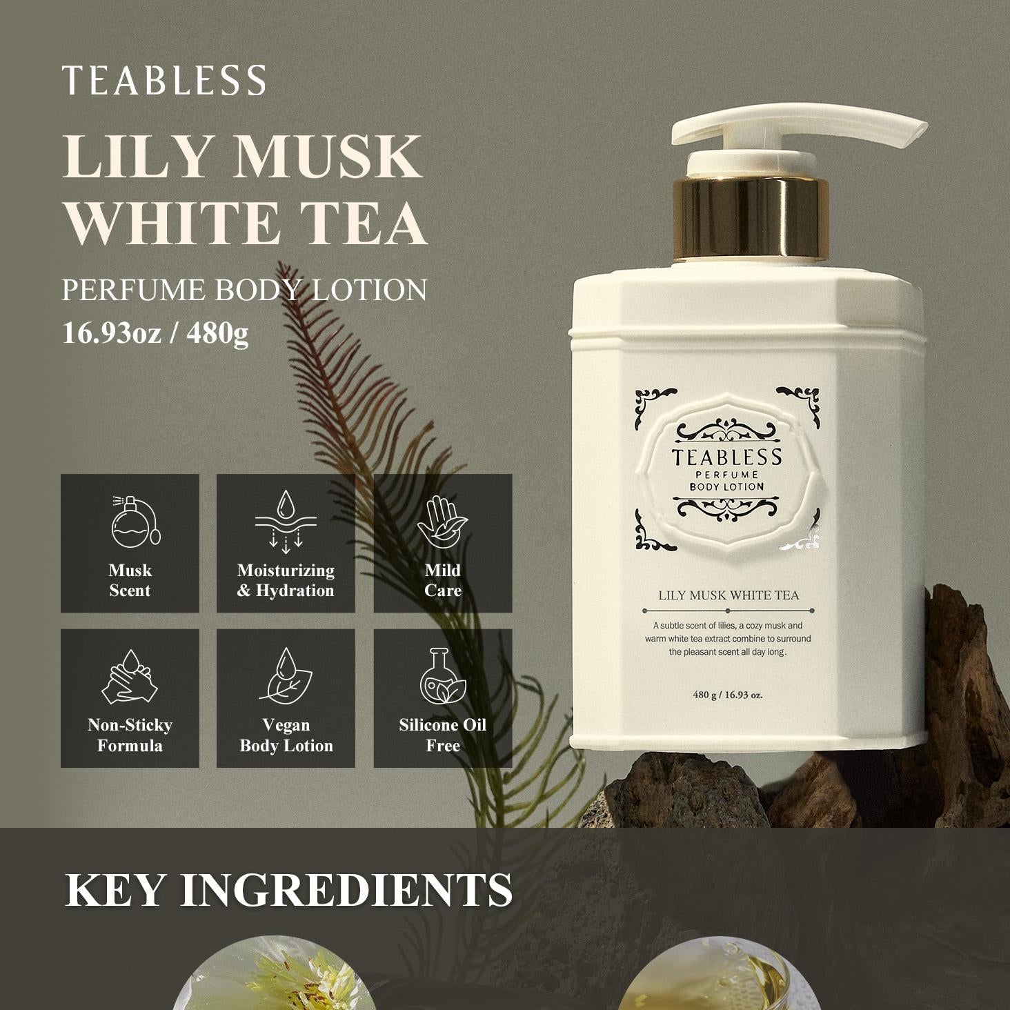 TEABLESS - Lily Musk White Tea Perfume Body Lotion - 480ML