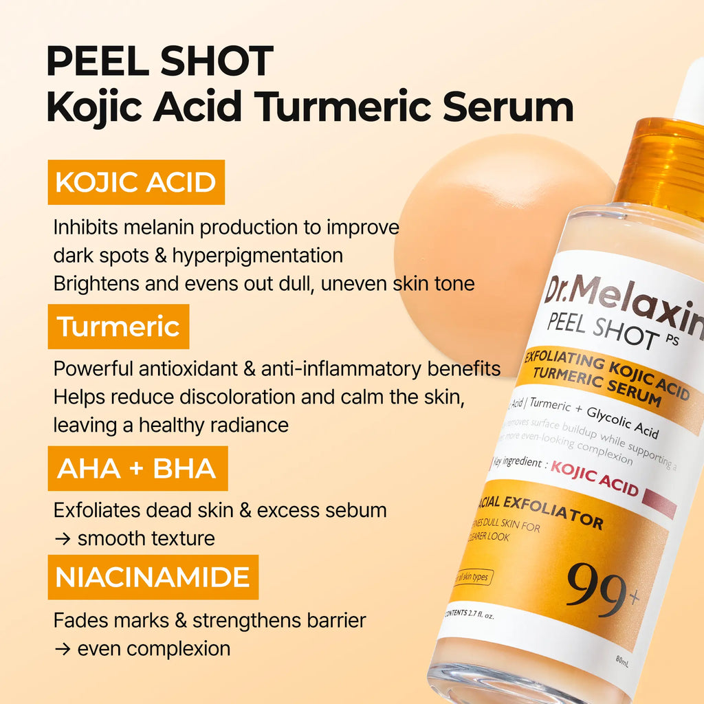 DR.MELAXIN - Peel Shot Exfoliating Kojic Acid Turmeric Serum - 80ML
