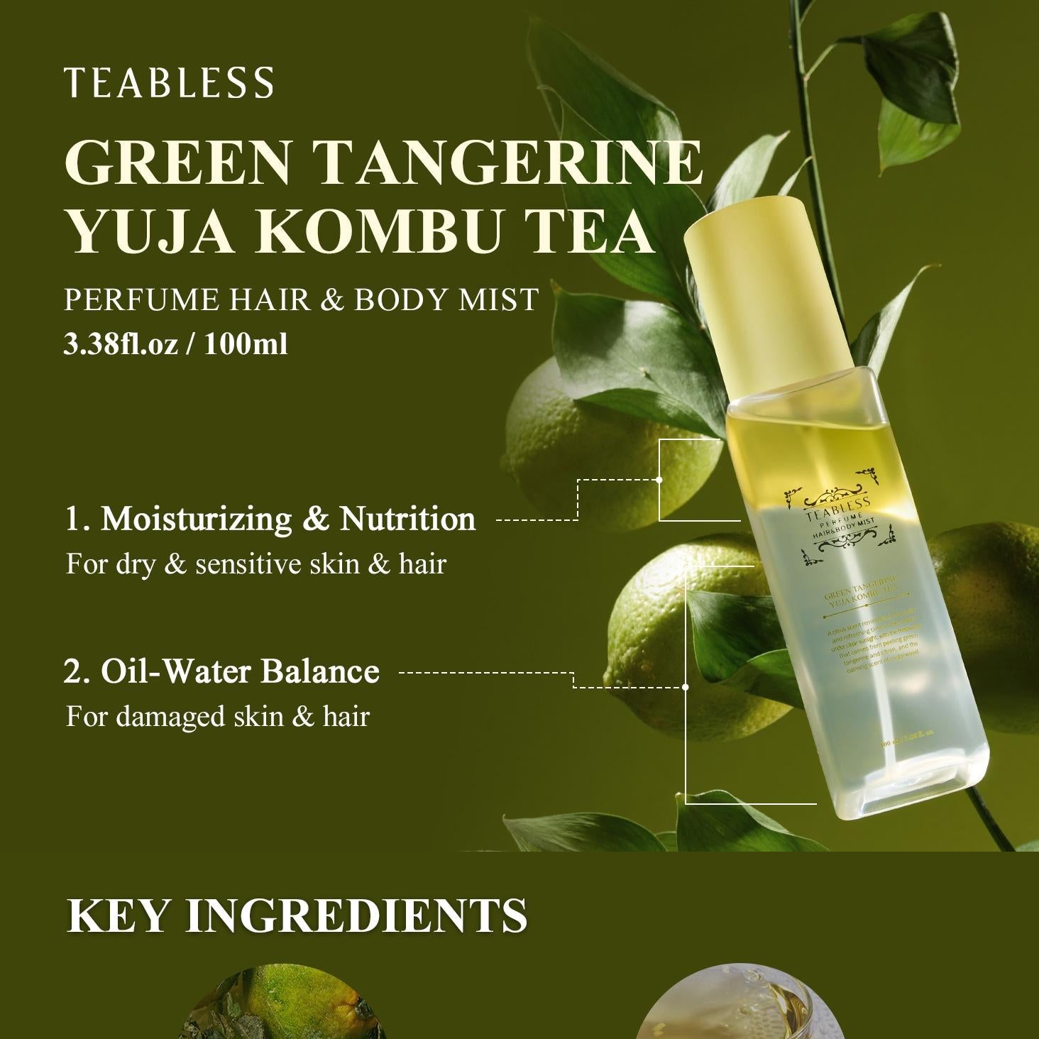 TEABLESS - Green Tangerine Yuja Kombu Tea Perfume Hair & Body Mist - 100ML