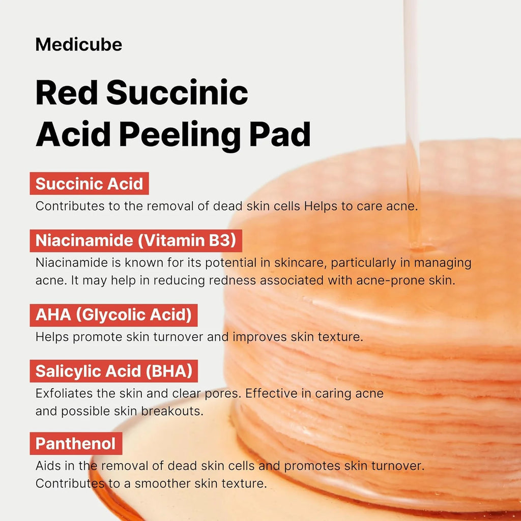 MEDICUBE - Red Succinic Acid Peeling Pad (70 Pads)