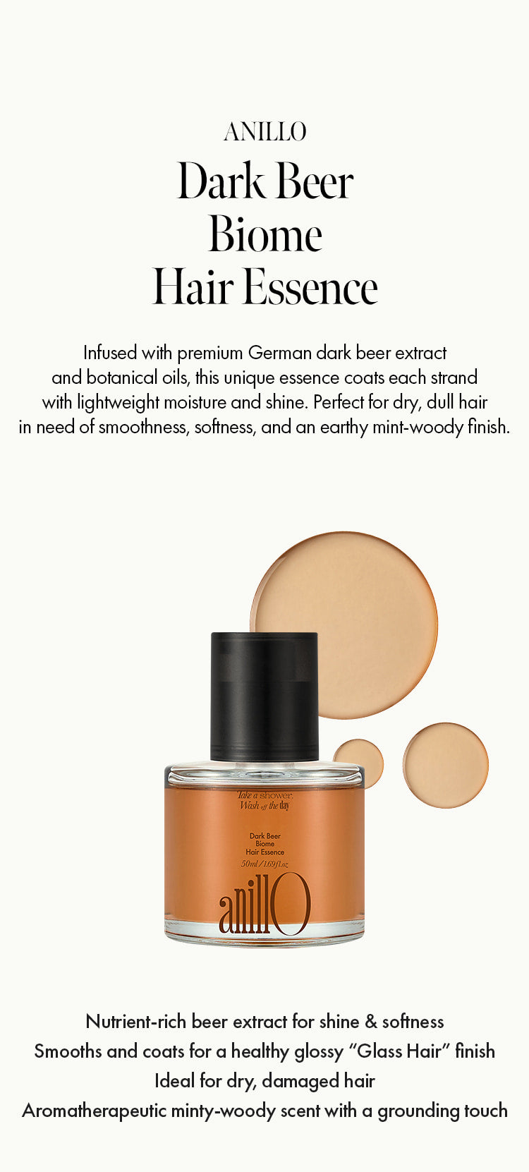 ANILLO - Dark Beer Biome Hair Essence - 50ML + (GIFT) ANILLO - Fig Whisky Body Oil - 22ML