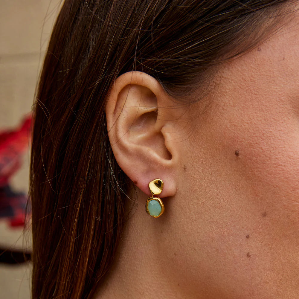 BEAUTIFUL EARTH - GOLD AQUAMARINE DROP EARRINGS