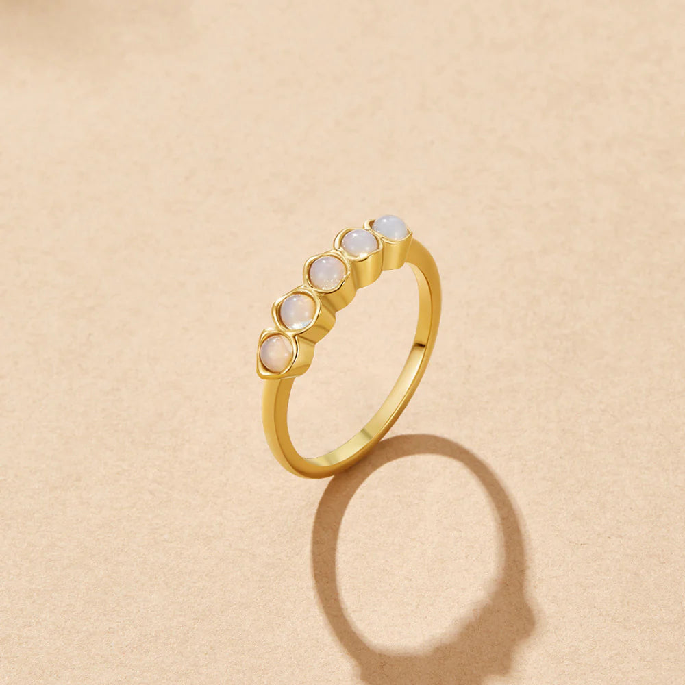 BEAUTIFUL EARTH - GOLDEN MOONSTONE ETERNITY RING - SIZE 8