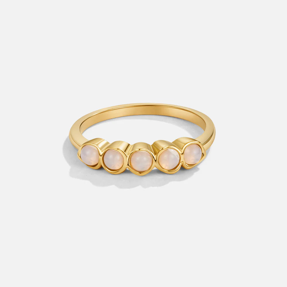 BEAUTIFUL EARTH - GOLDEN MOONSTONE ETERNITY RING - SIZE 8