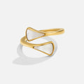 BEAUTIFUL EARTH - MOTHER OF PEARL DUAL TRIANGLE WRAP RING – 18K GOLD - SIZE 8