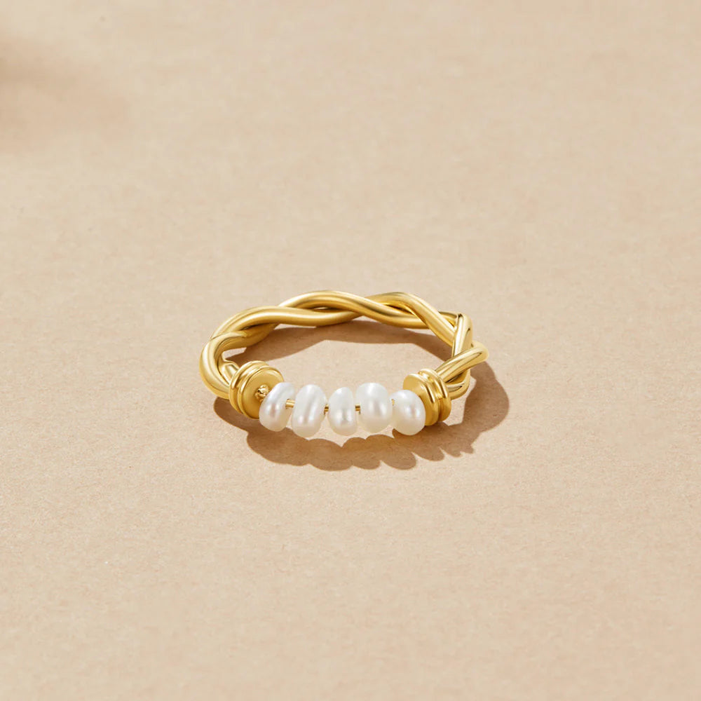 BEAUTIFUL EARTH - TWISTED CLASSIC FRESHWATER PEARL RING - SIZE 8