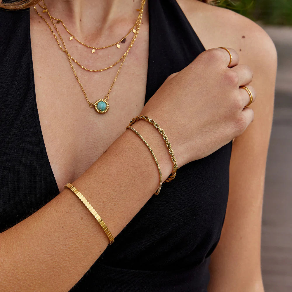 BEAUTIFUL EARTH - ROPE & SNAKE CHAIN DOUBLE BRACELET – 18K GOLD