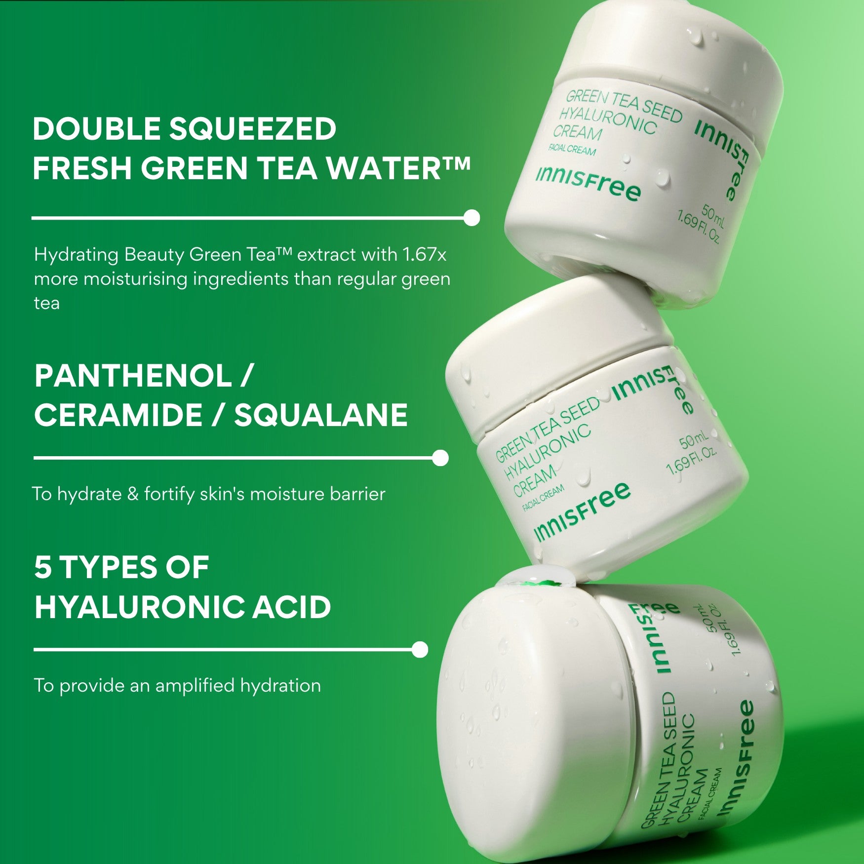INNISFREE - Green Tea Seed Hyaluronic Cream - 50ML