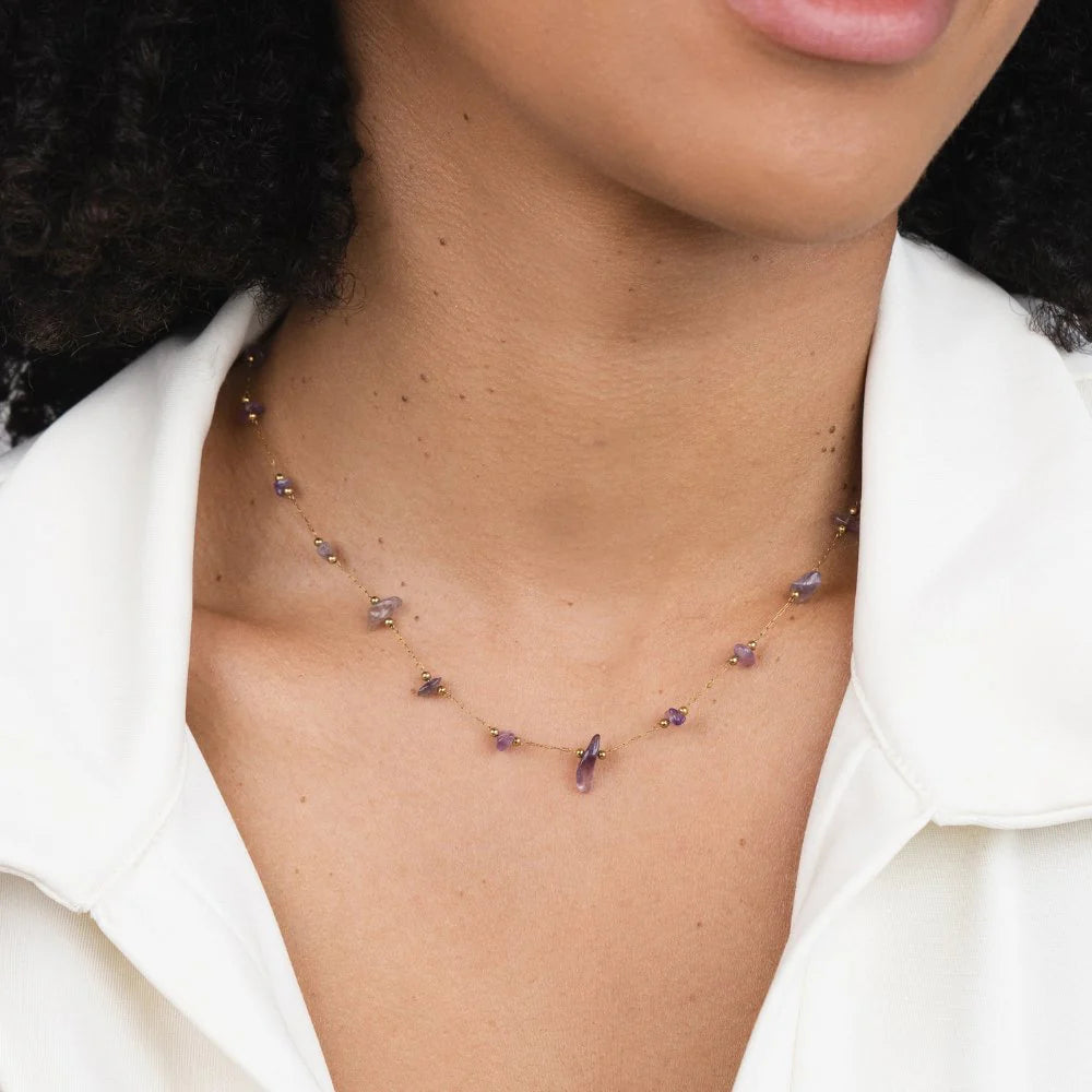 BEAUTIFUL EARTH - AMETHYST CRYSTAL BEAD NECKLACE
