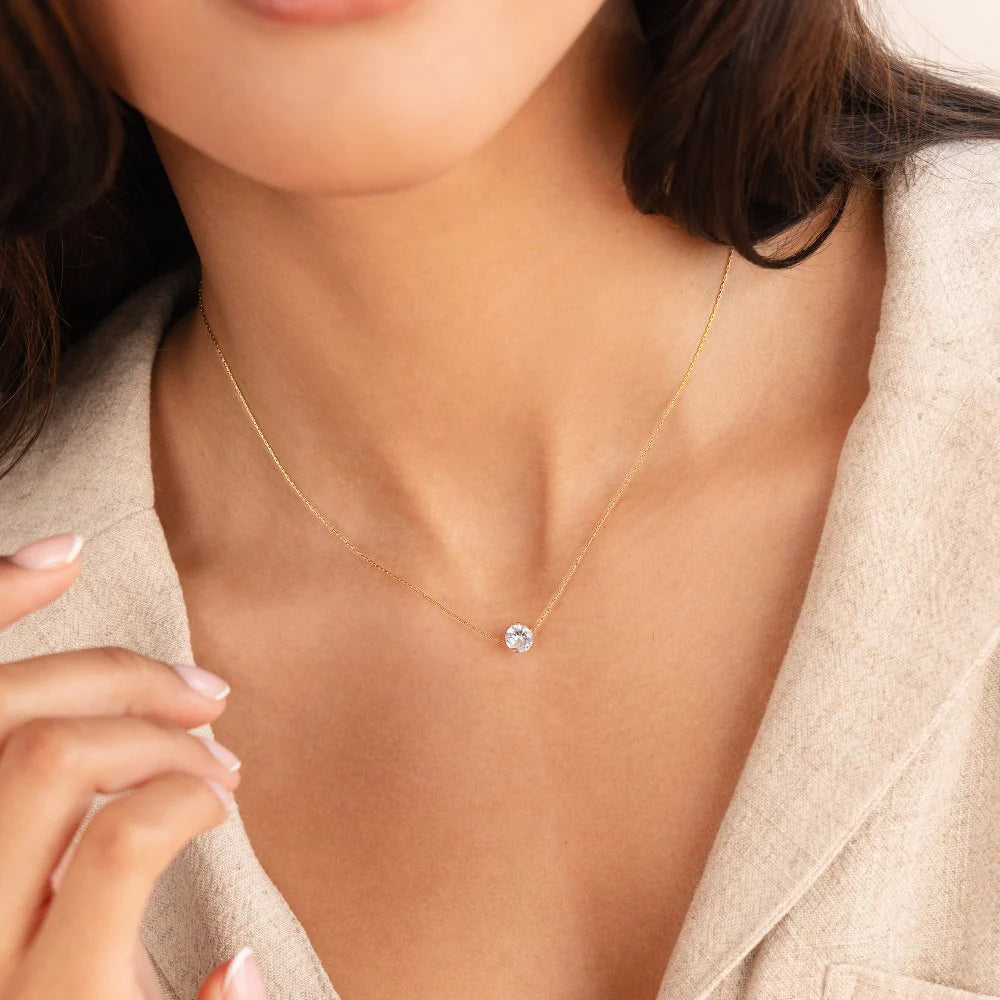 BEAUTIFUL EARTH - DAINTY CRYSTAL SOLITAIRE NECLACE – 18K GOLD