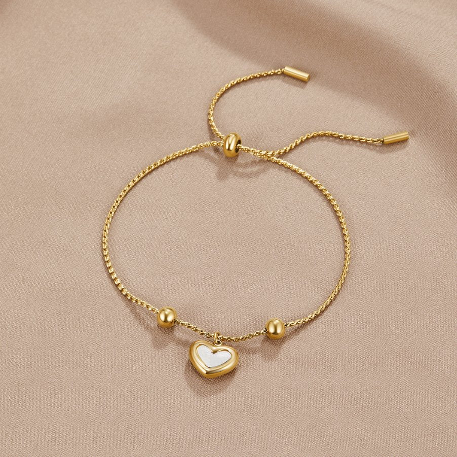 BEAUTIFUL EARTH - MOTHER OF PEARL HEART CHARM BRACELET