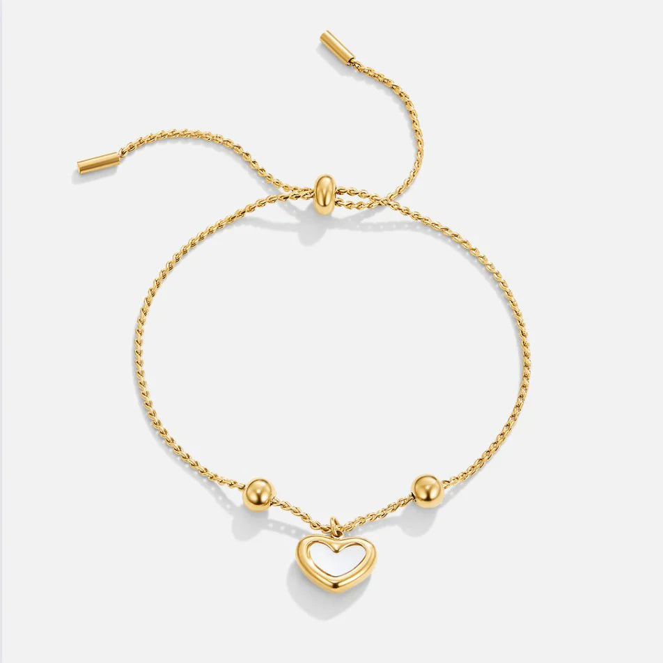 BEAUTIFUL EARTH - MOTHER OF PEARL HEART CHARM BRACELET
