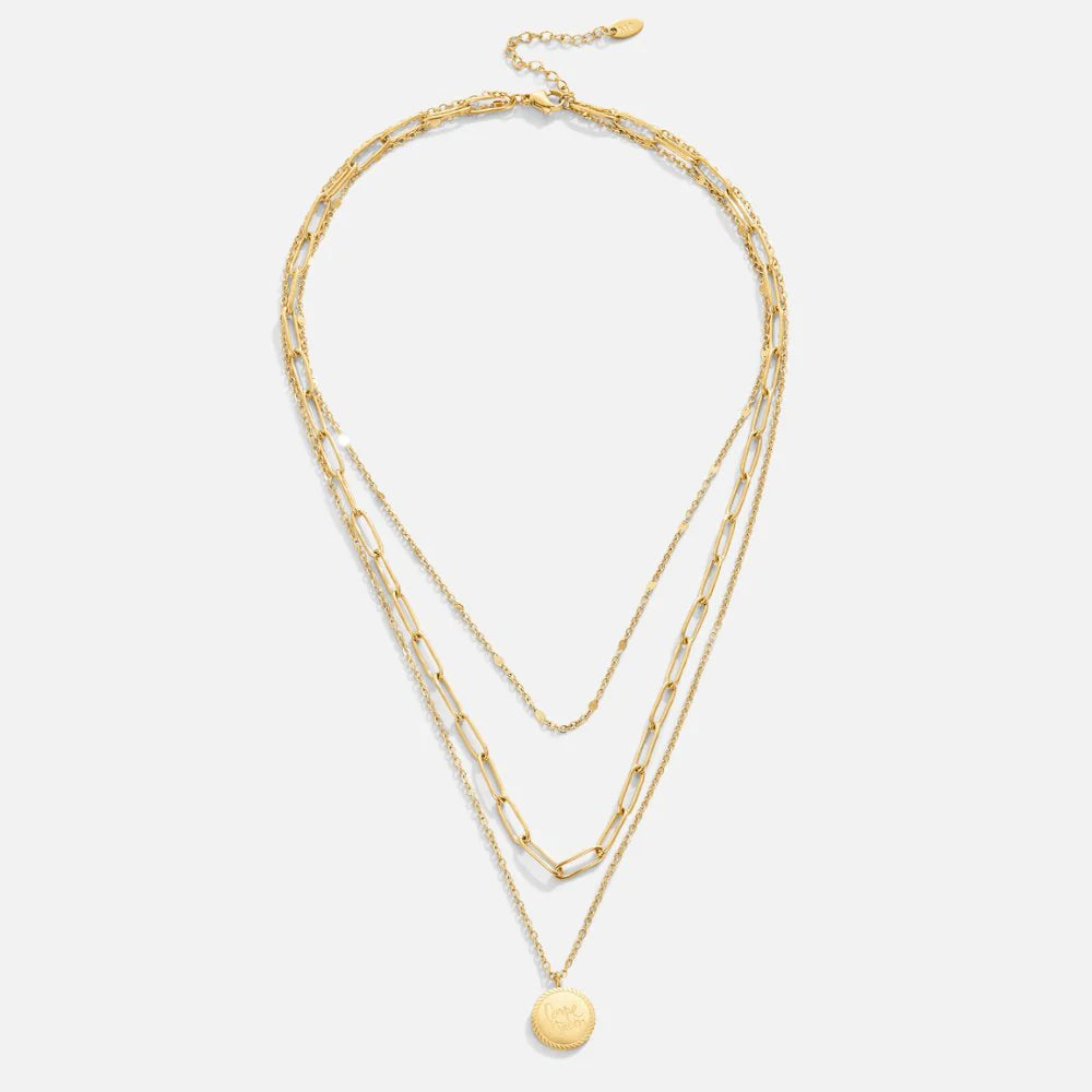 BEAUTIFUL EARTH - CARPE DIEM COIN LAYERED NECKLACE – 18K GOLD