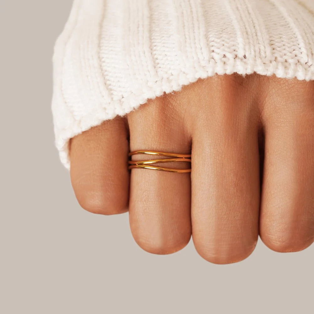 BEAUTIFUL EARTH - TRIPLE WRAP INFINITY RING – 18K GOLD - SIZE 8