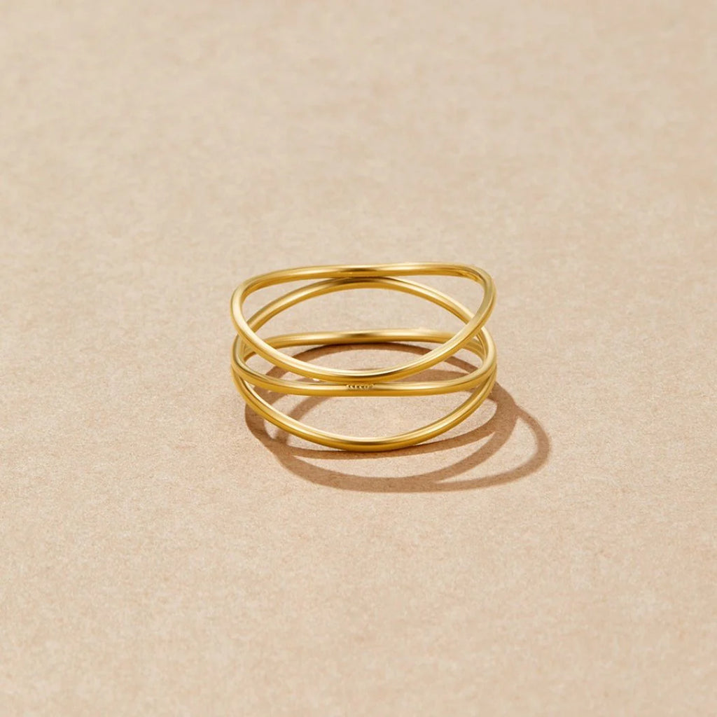 BEAUTIFUL EARTH - TRIPLE WRAP INFINITY RING – 18K GOLD - SIZE 8