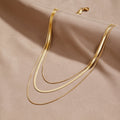 BEAUTIFUL EARTH - TRIPLE LAYER GOLD HERRINGBONE CHAIN NECKLACE