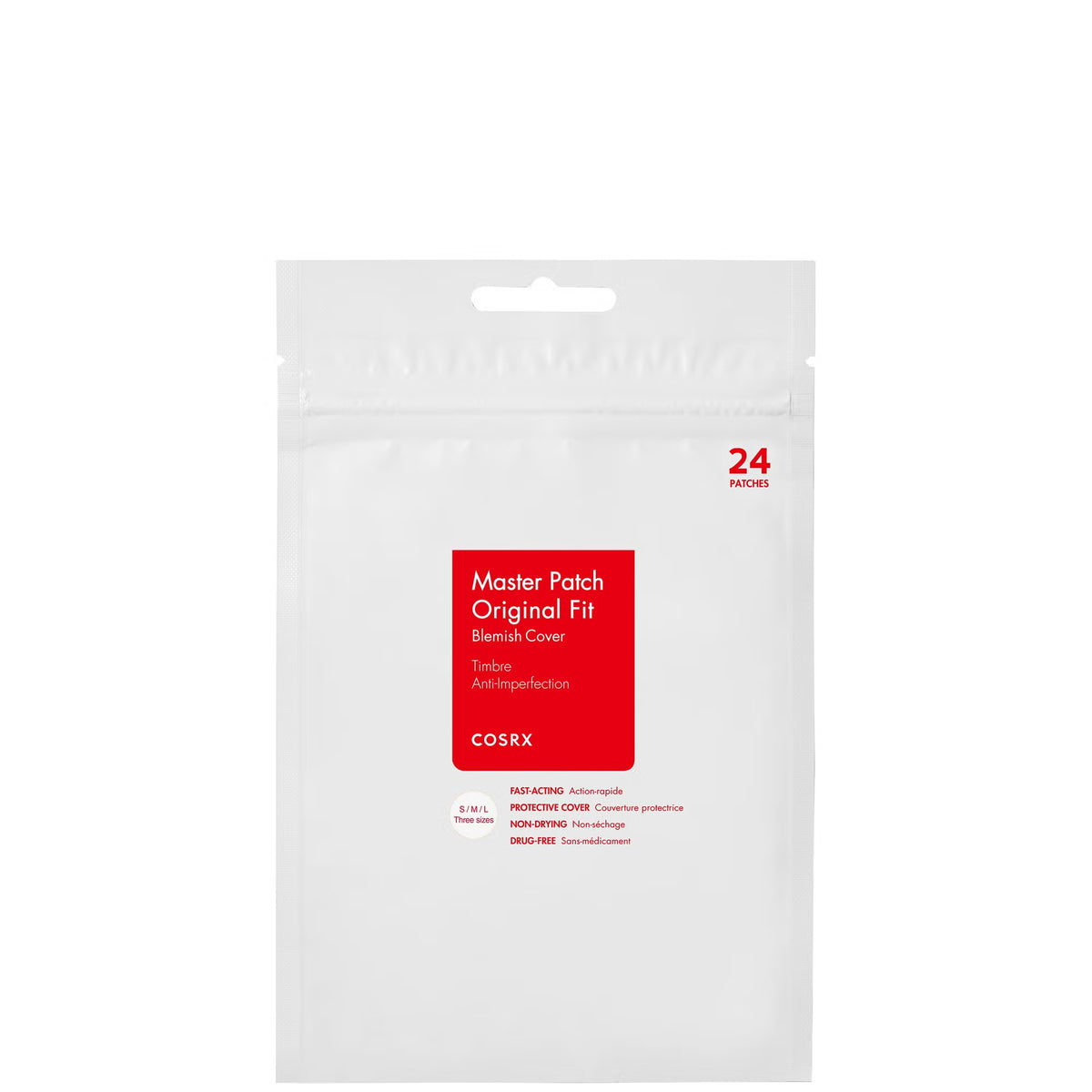 COSRX Acne Pimple Master Patch packet with 24 hydrocolloid patches