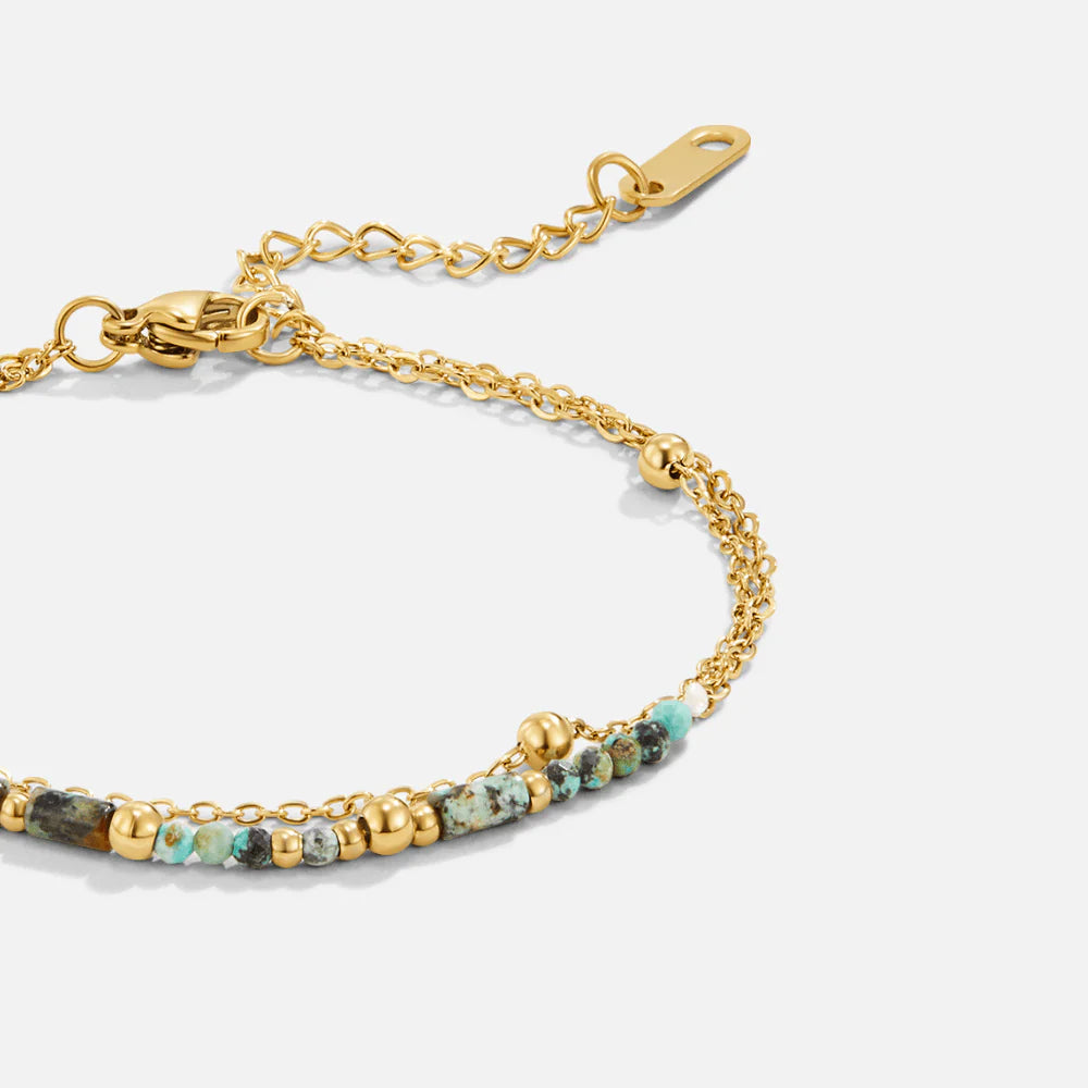 BEAUTIFUL EARTH - LAYERED TURQUOISE STONE BEAD BRACELET