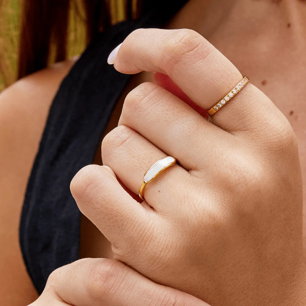 BEAUTIFUL EARTH - MAYA PEARL WHITE RING - SIZE 8