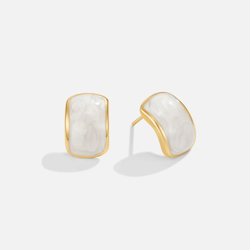 BEAUTIFUL EARTH - MOTHER OF PEARL SEMI-HOOP EARRIGS