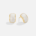 BEAUTIFUL EARTH - MOTHER OF PEARL SEMI-HOOP EARRIGS