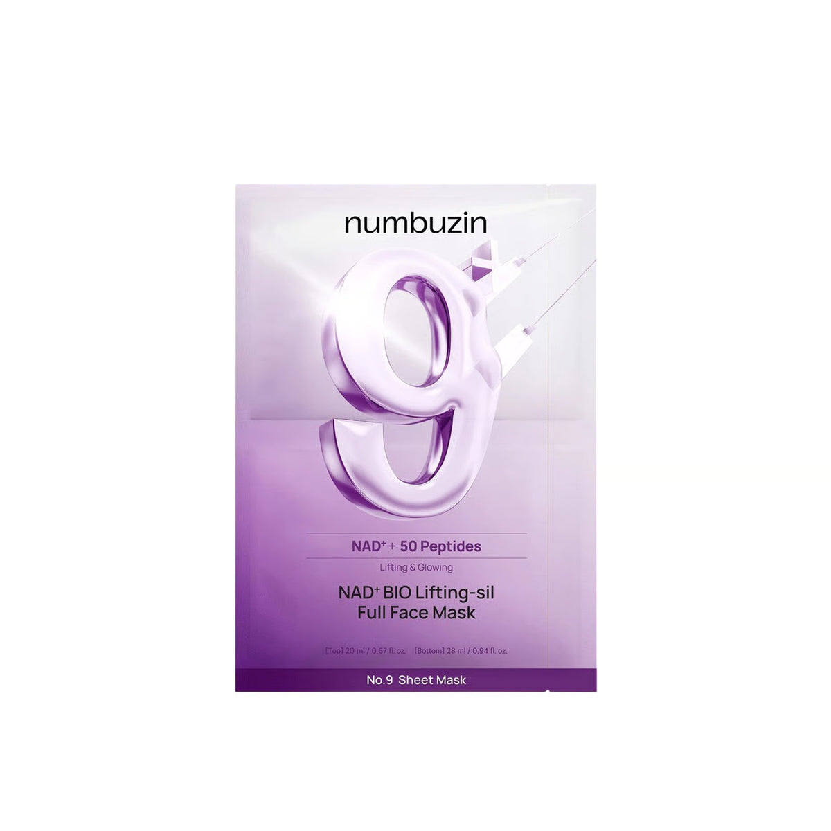 NUMBUZIN - No.9 NAD+ BIO Lifting-sil Full Cover Facial Mask - 20ML + 28ML (1 Mask)