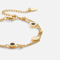 BEAUTIFUL EARTH - ONYX & WHITE STONE DOUBLE CHAIN BRACELET – 18K GOLD