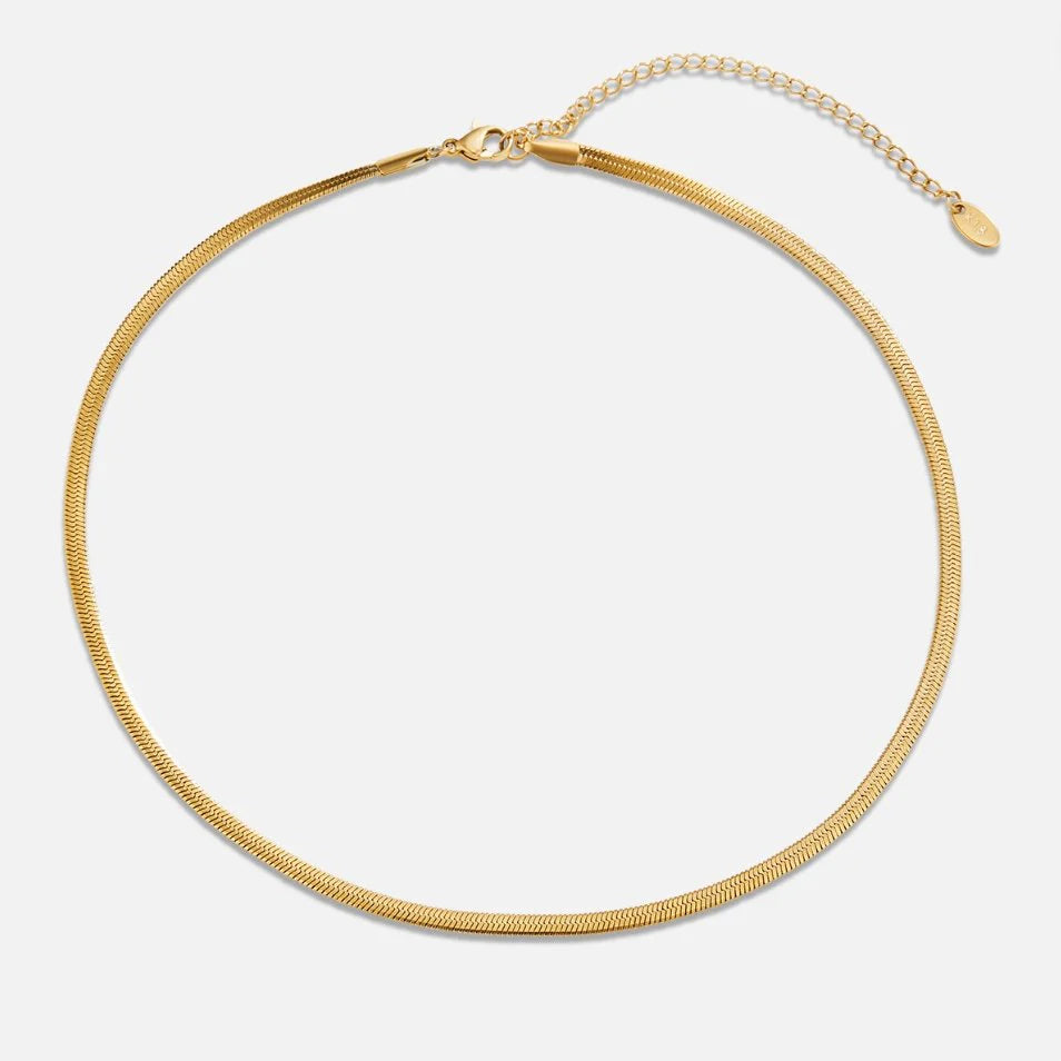 BEAUTIFUL EARTH - GOLD HERRINGBONE SNAKE CHAIN NECKLACE