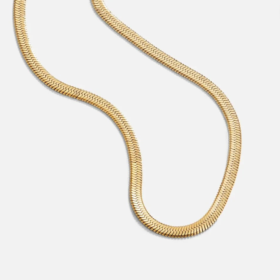 BEAUTIFUL EARTH - GOLD HERRINGBONE SNAKE CHAIN NECKLACE