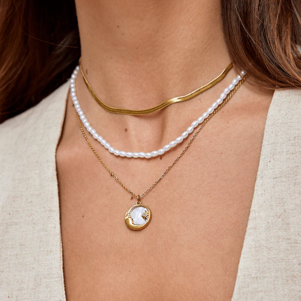 BEAUTIFUL EARTH - GOLD HERRINGBONE SNAKE CHAIN NECKLACE
