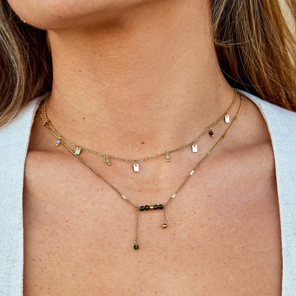 BEAUTIFUL EARTH - TARA GOLD SQUARE DROPLET NECKLACE