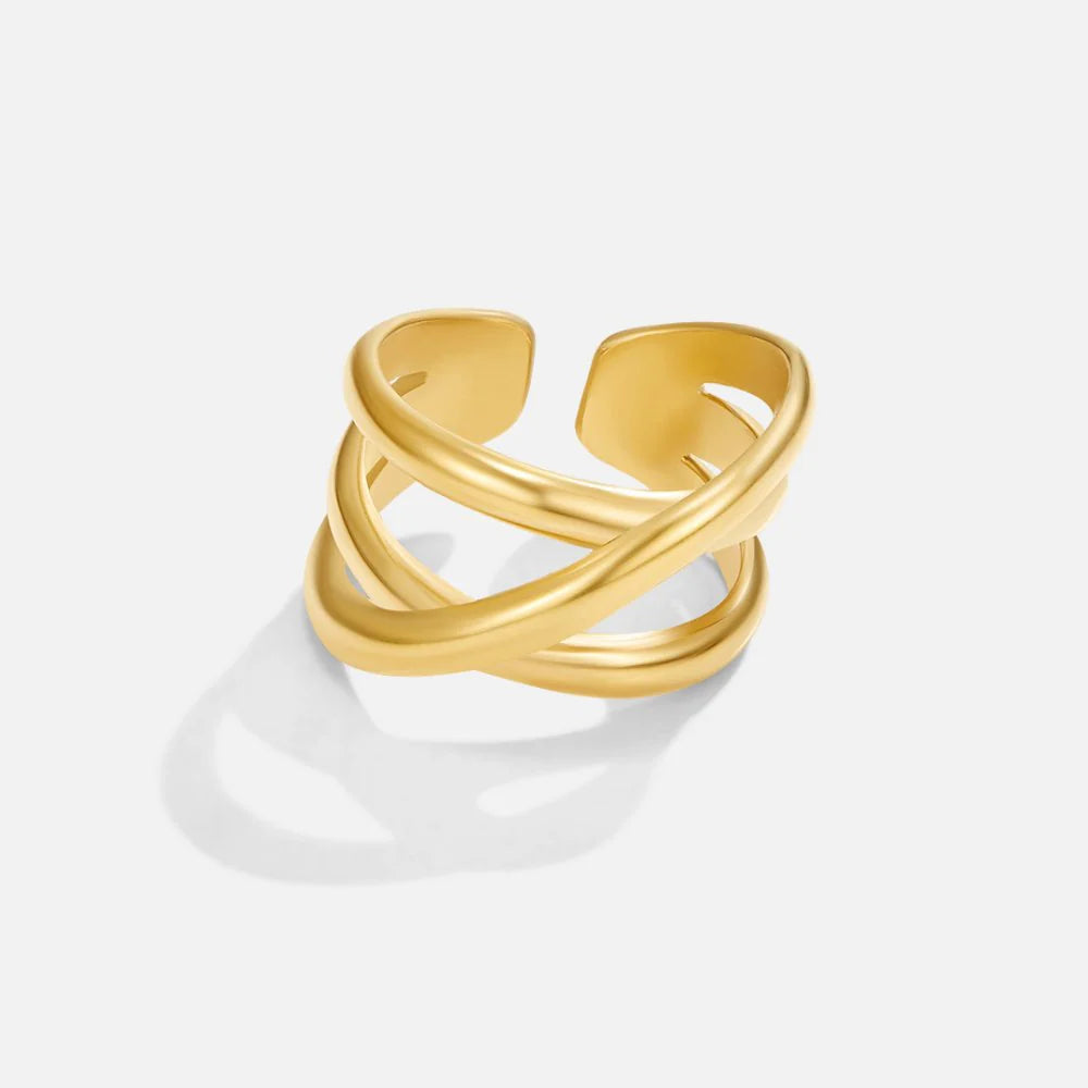 BEAUTIFUL EARTH - TRINITY GOLD RING - SIZE 8
