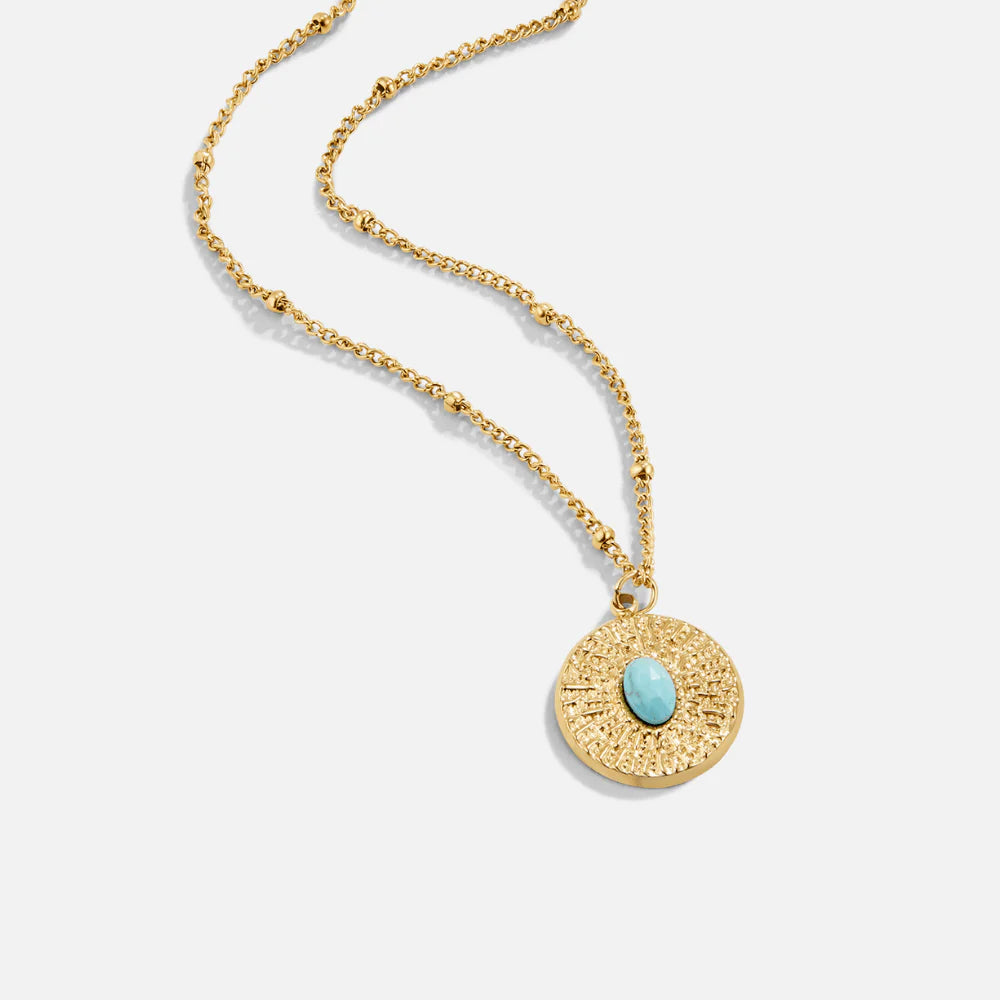 BEAUTIFUL EARTH - TURQUOISE STONE COIN NECKLACE