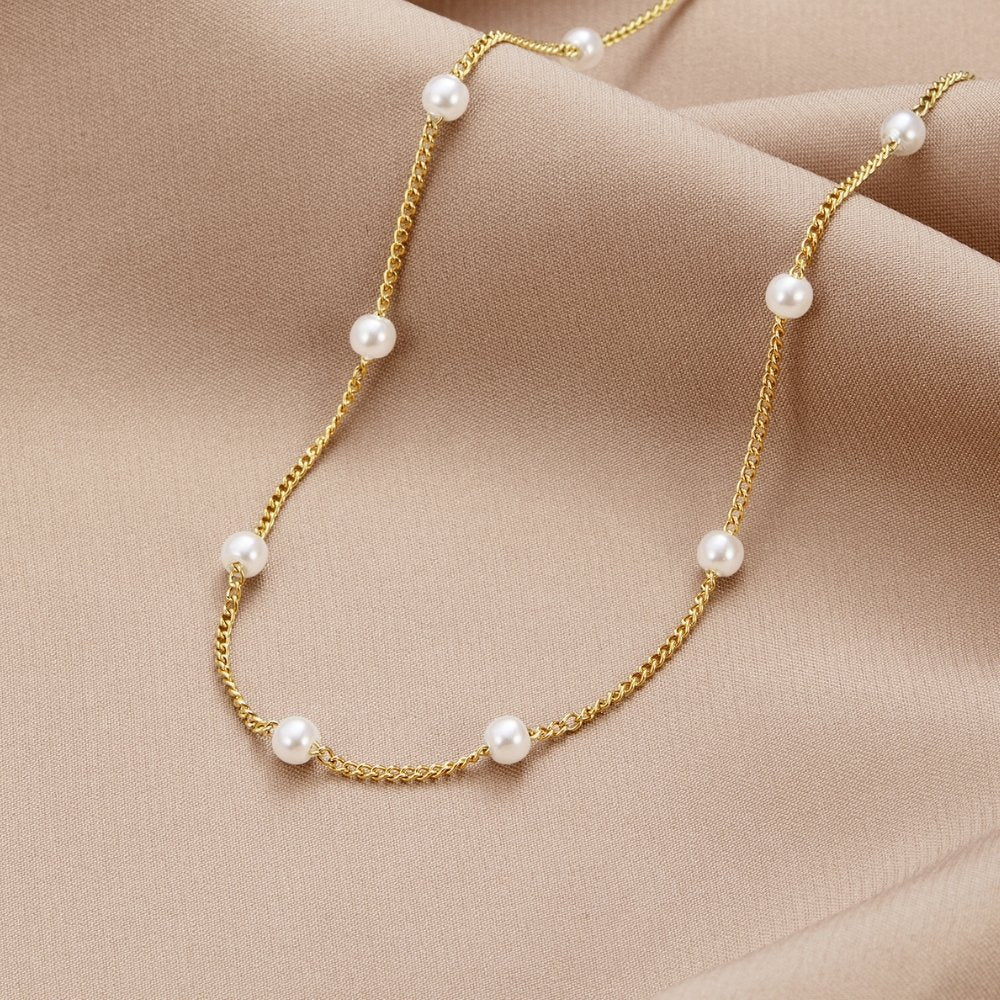 BEAUTIFUL EARTH - PEARL STATION 18K GOLD NECKLACE