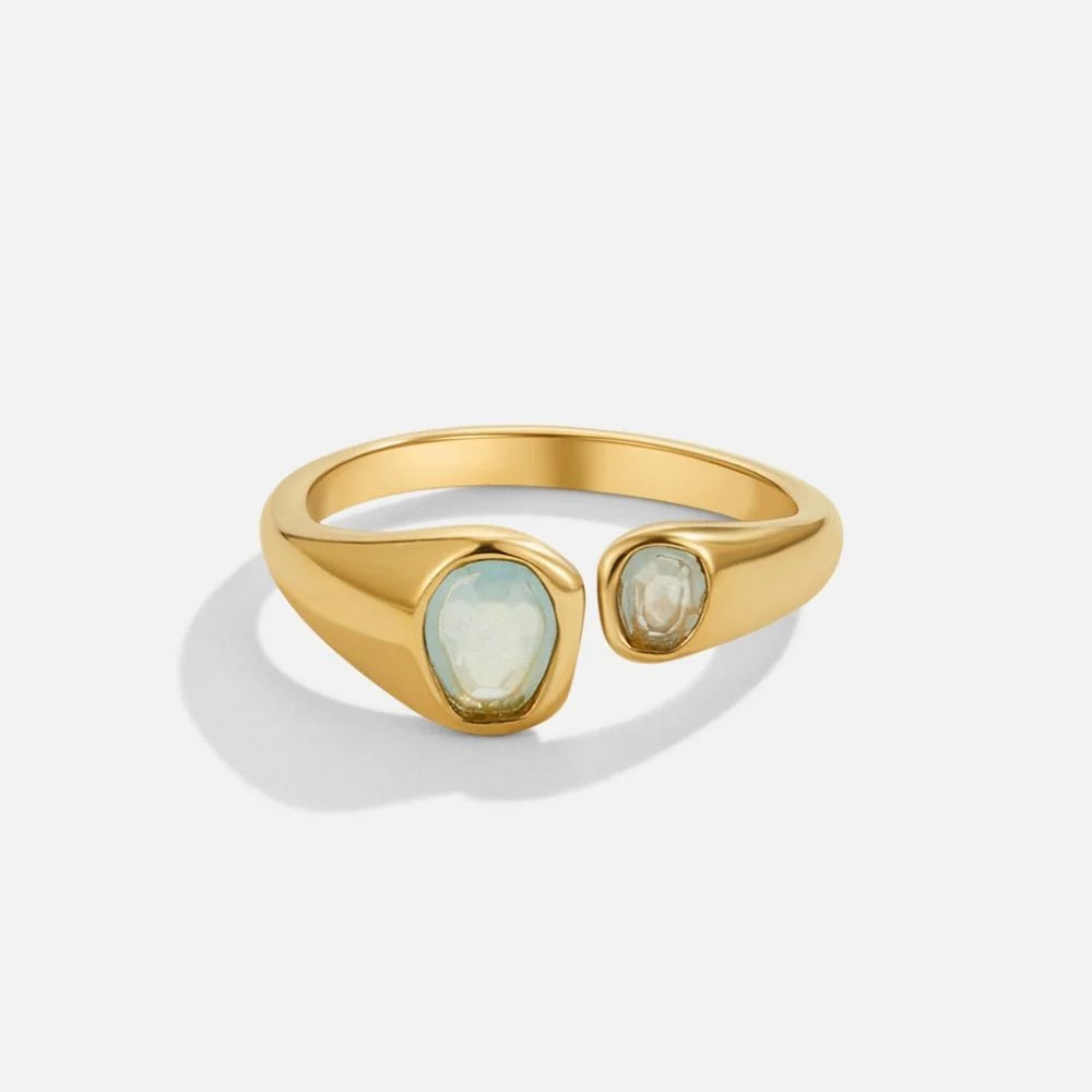 BEAUTIFUL EARTH - DUAL STONE OPEN BAND RING - SIZE 8
