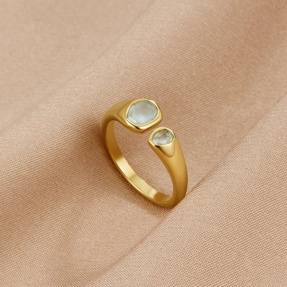 BEAUTIFUL EARTH - DUAL STONE OPEN BAND RING - SIZE 8